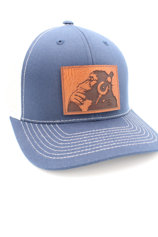 Cool Monkey Hat | Leather Patch Trucker Hat | DJ Trucker Hat