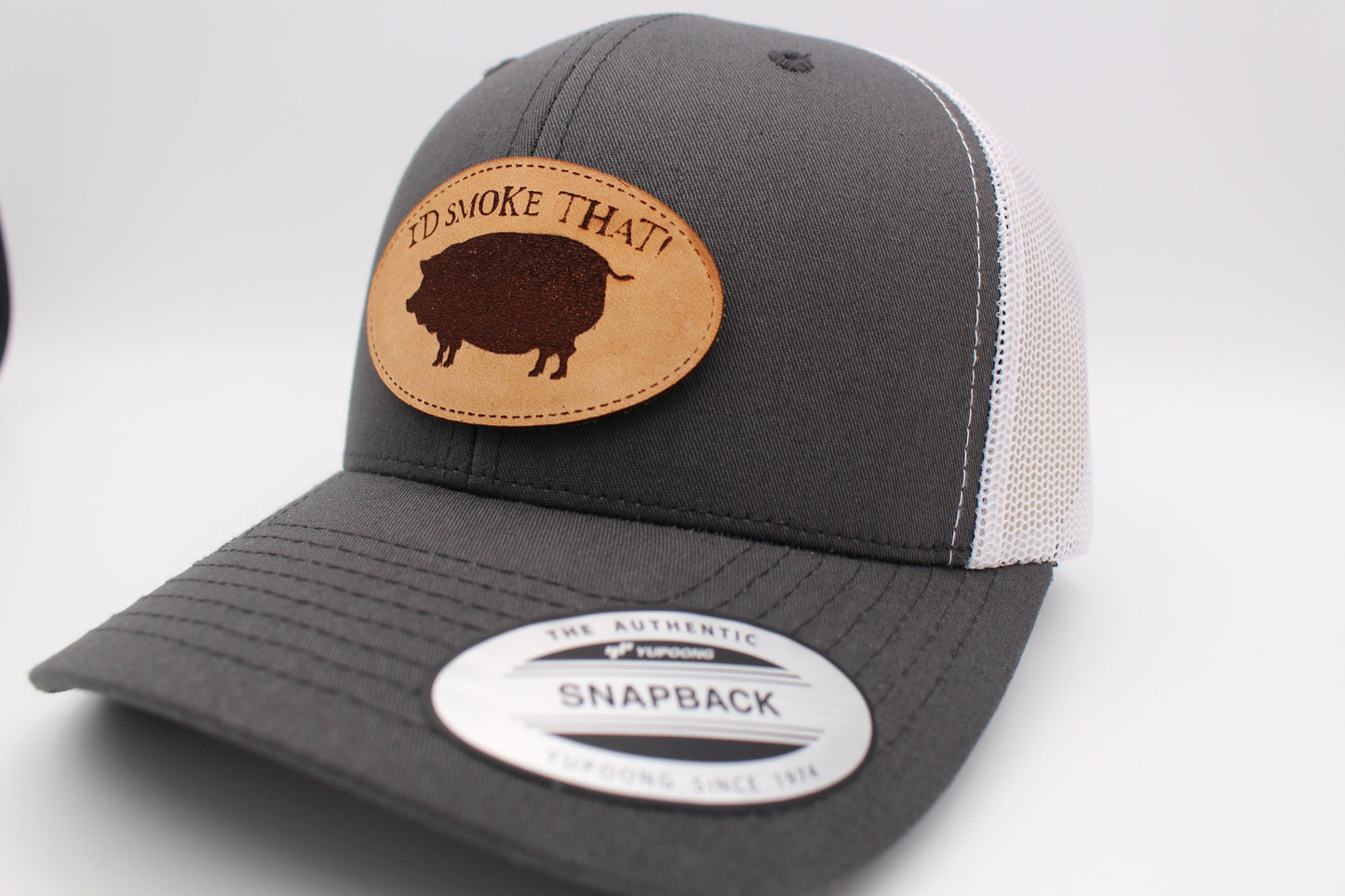 I'D SMOKE THAT! PIG Leather Patch Trucker Hat