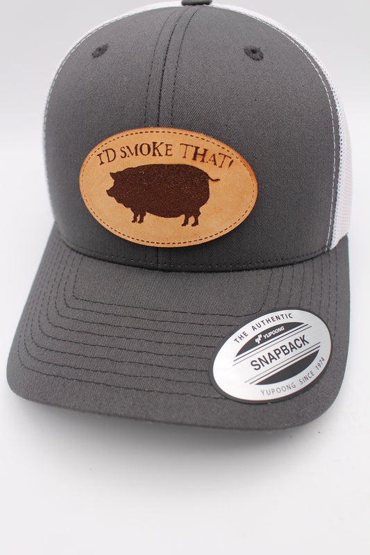 I'D SMOKE THAT! PIG Leather Patch Trucker Hat