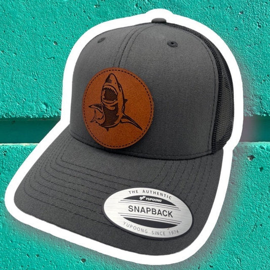 Angry Shark Leather Patch Hat