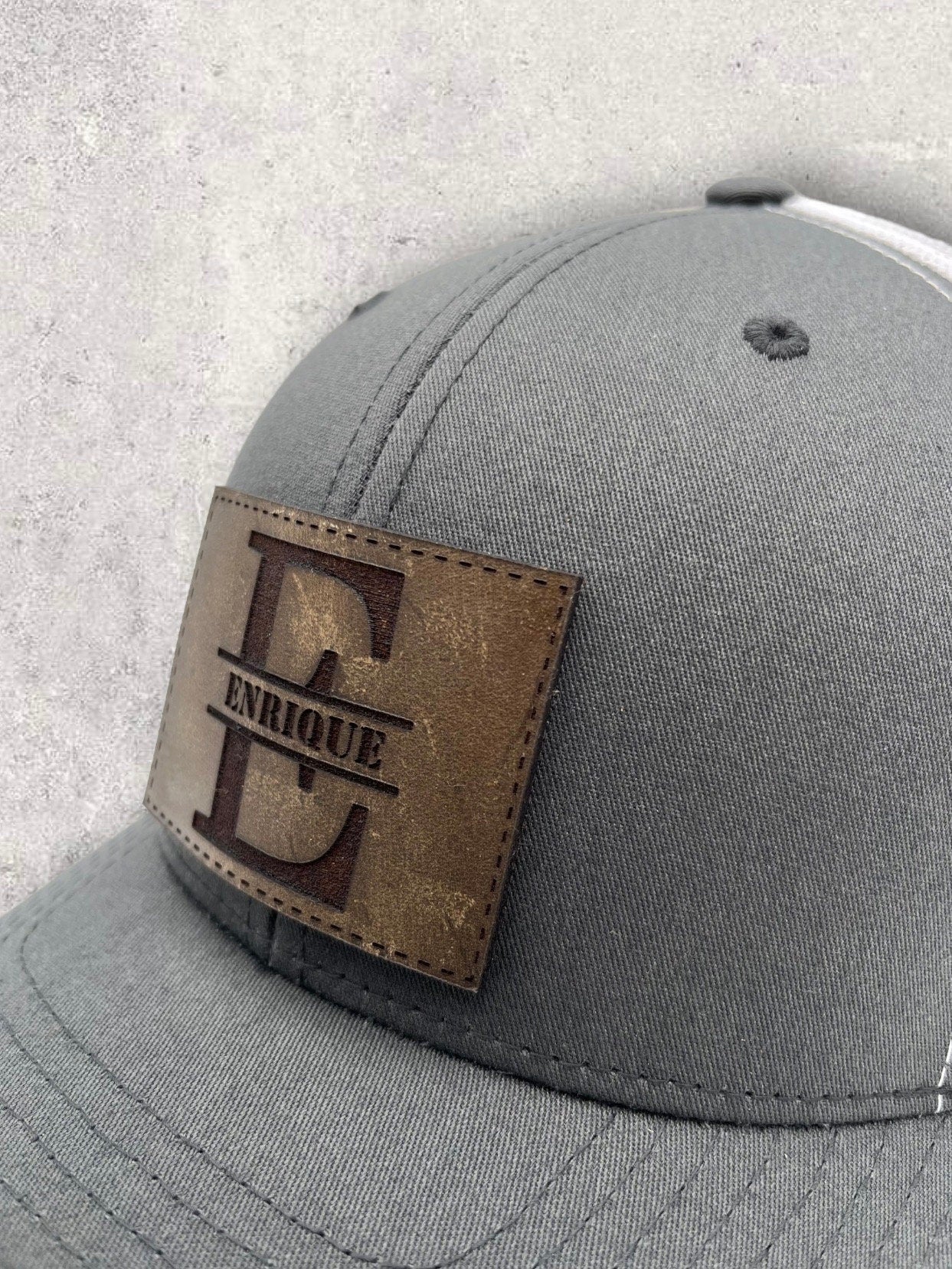 CUSTOM NAME LEATHER Patch Hat - Personalized Logo and Name Hat, Patch –  BluTownStudio