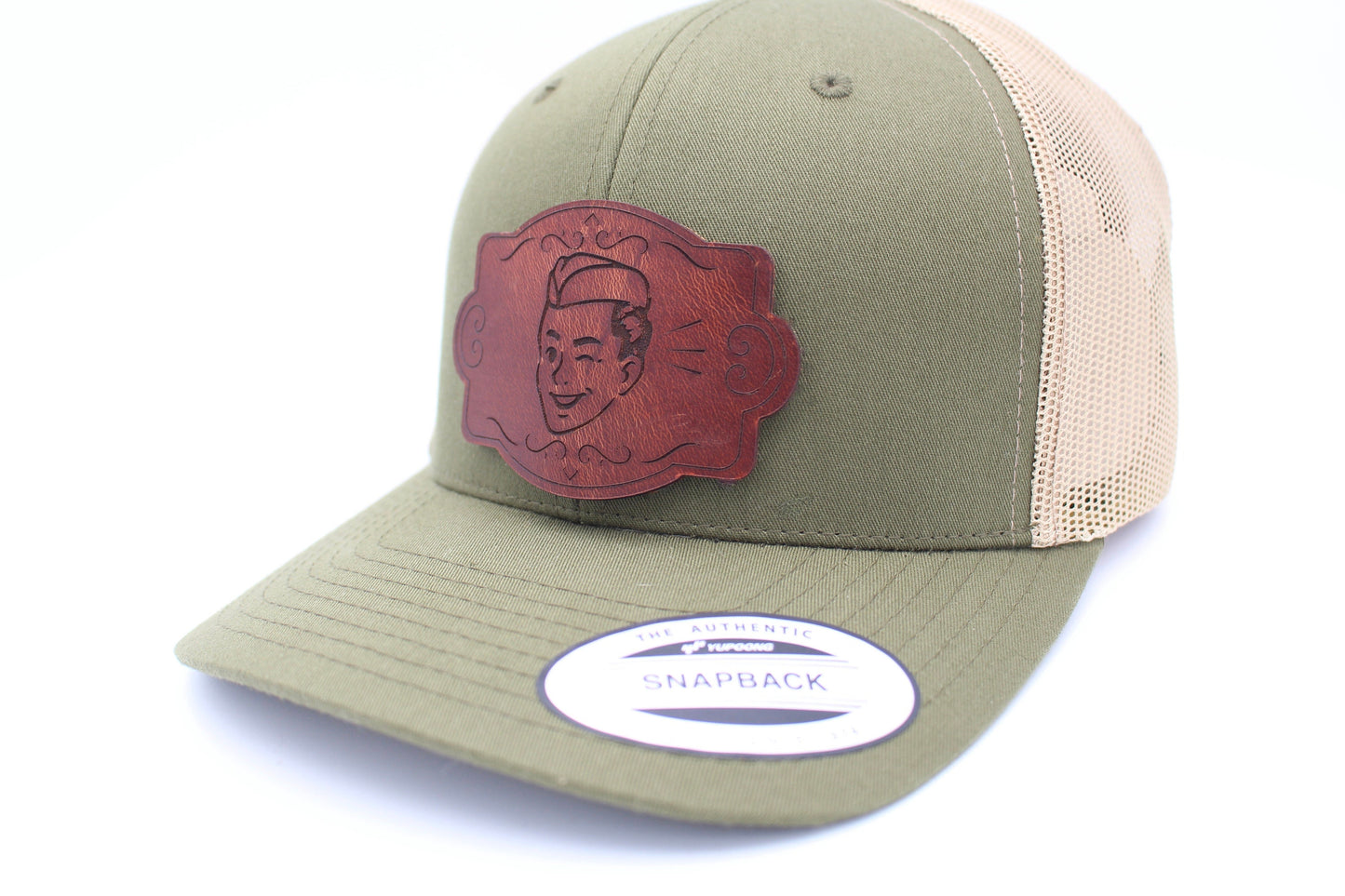Retro Winking Boy Leather Patch Hat