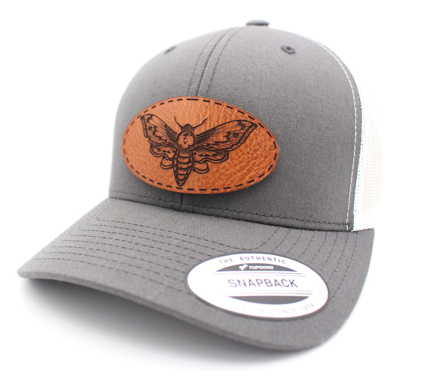 Moth Leather Patch Snapback Hat