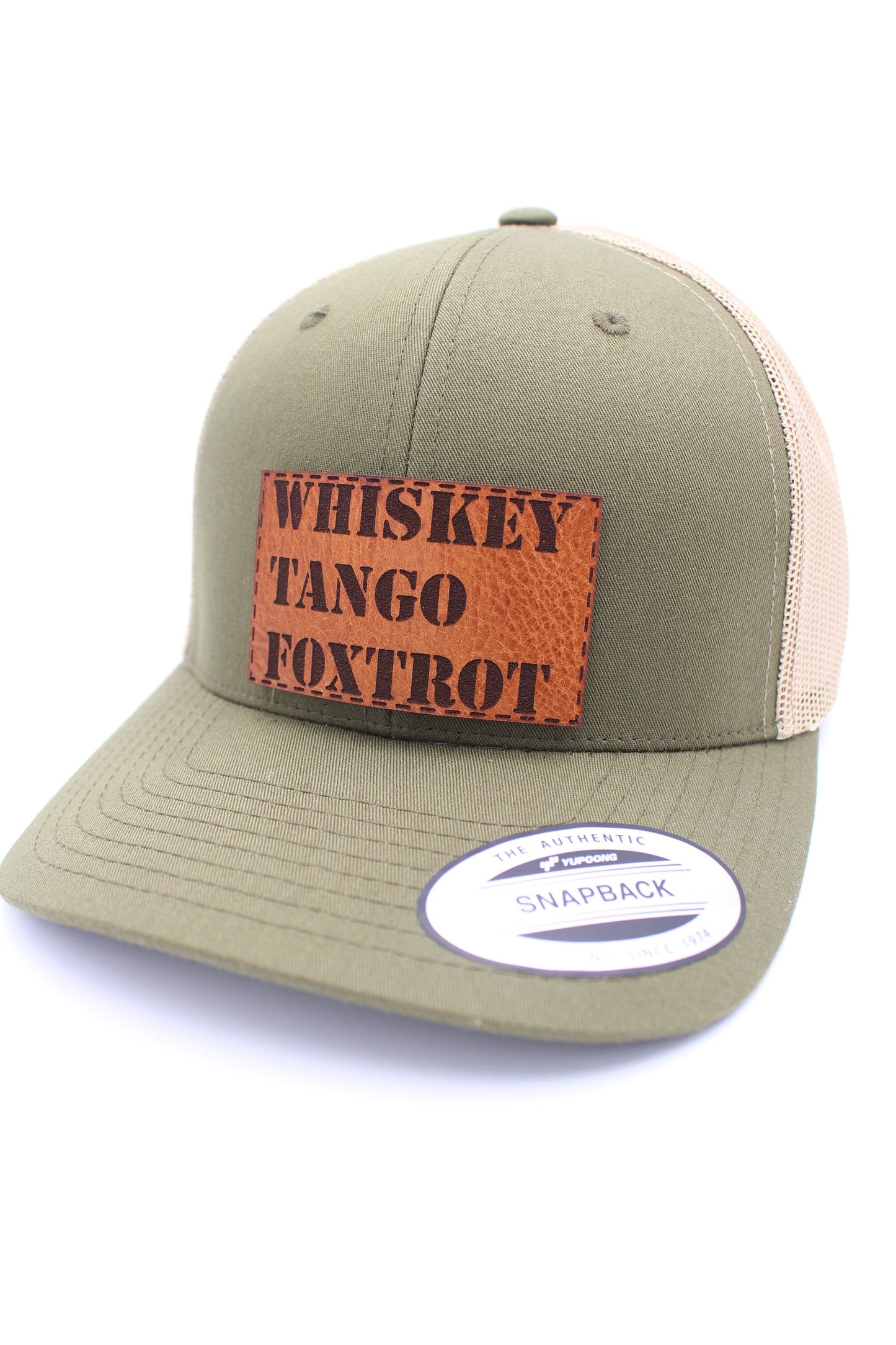 Whiskey Tango Foxtrot | Leather Patch Trucker Hat