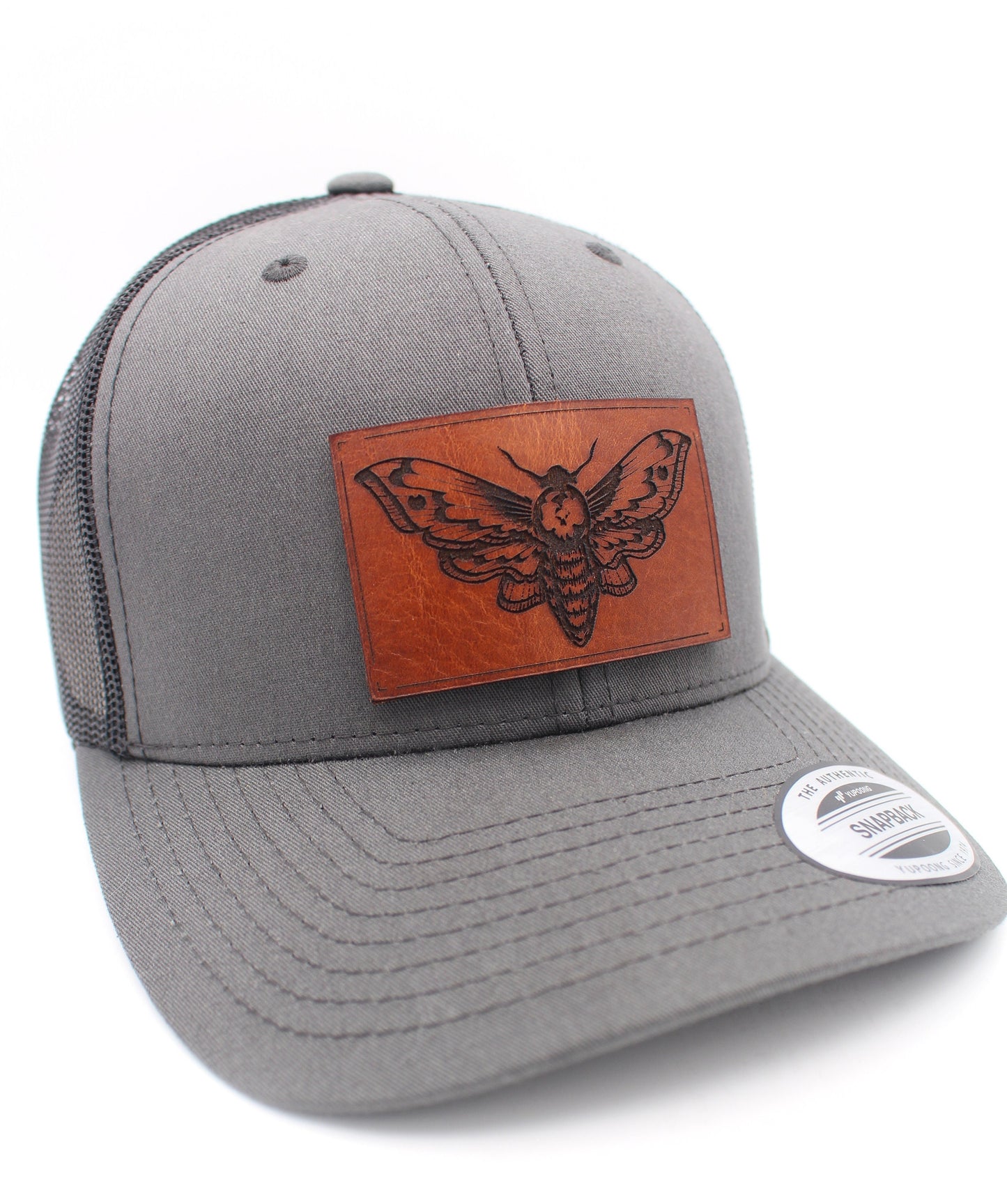 Moth Leather Patch Snapback Hat